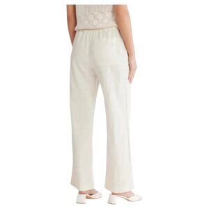 NWT Calvin Klein Creme Linen Wide Leg Pants Draw String Waist size L
